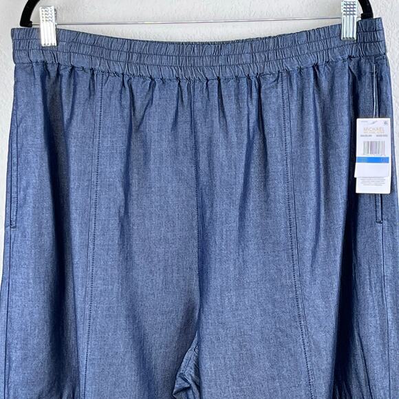 Michael Kors Indigo Blue High Rise Wide Leg Pull-On Utility Ankle Pant XL NWT - Picture 6 of 16